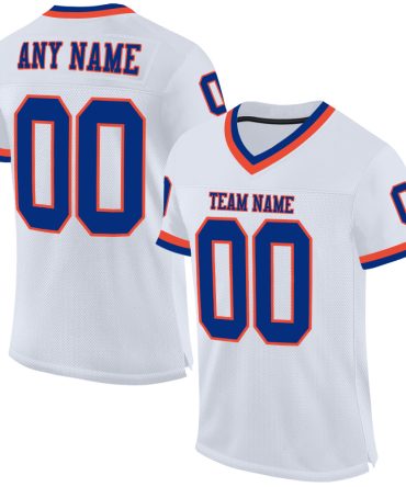 Custom White Royal-Orange Throwback Football Jersey, Gift For Football Fans