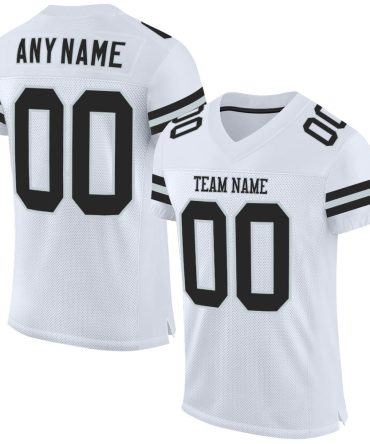 Custom White Black-Silver Football Jersey, Gift For Football Fans