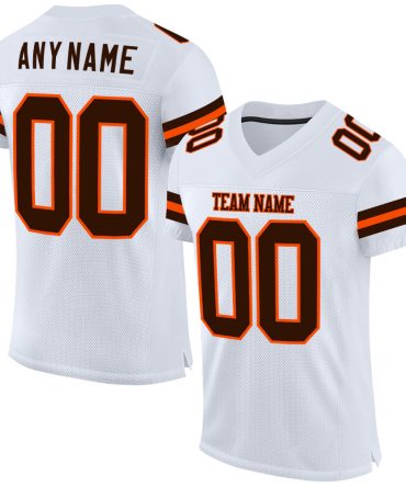 Custom White Brown-Orange Football Jersey, Gift For Football Fans