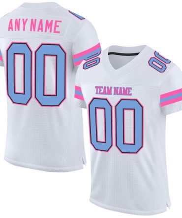 Custom White Light Blue-Pink Football Jersey, Gift For Football Fans