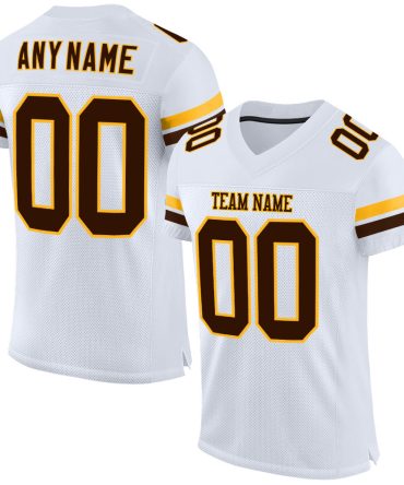 Custom White Brown-Gold Football Jersey, Gift For Football Fans