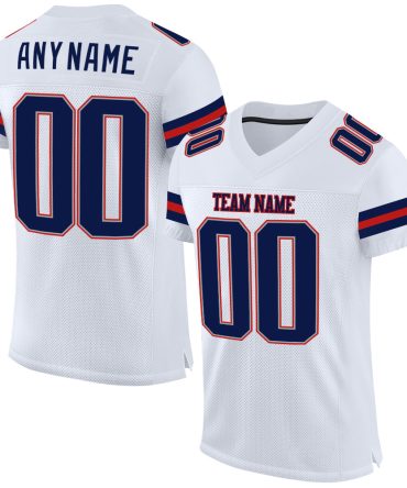 Custom White Navy-Scarlet Football Jersey, Gift For Football Fans