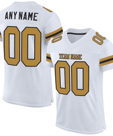 Custom White Old Gold-Black Football Jersey, Gift For Football Fans