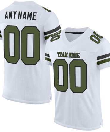 Custom White Olive-Black Football Jersey, Gift For Football Fans