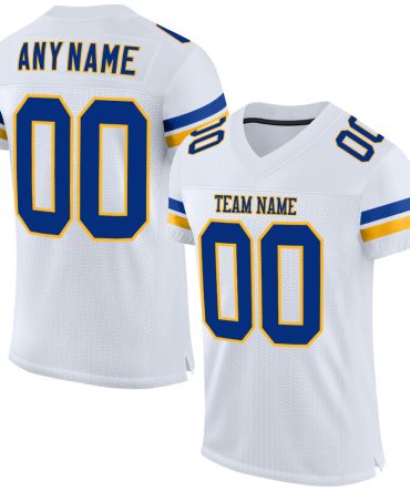 Custom White Royal-Gold Football Jersey, Gift For Football Fans