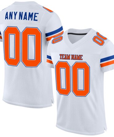 Custom White Orange-Royal Football Jersey, Gift For Football Fans