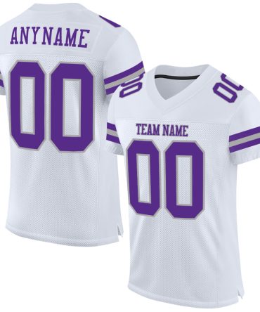 Custom White Purple-Gray Football Jersey, Gift For Football Fans