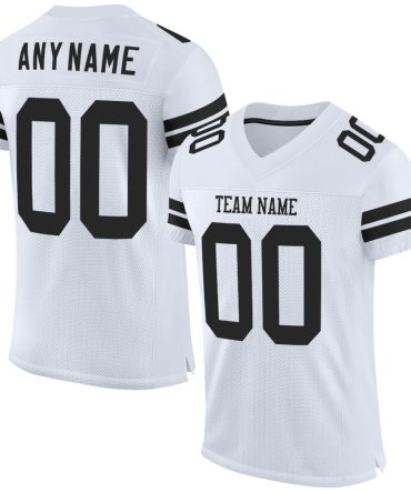 Custom White Black Football Jersey, Gift For Football Fans