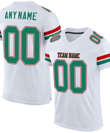 Custom White Kelly Green-Red Football Jersey, Gift For Football Fans