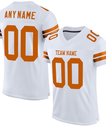 Custom White Texas Orange Football Jersey, Gift For Football Fans