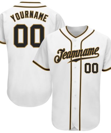 Custom White Black-Old Gold Baseball Jersey, Gift For Baseball Fans