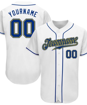 Custom White Royal-Gold Baseball Jersey, Gift For Baseball Fans