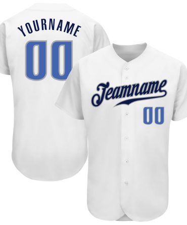 Custom White Blue-Navy Baseball Jersey, Gift For Baseball Fans