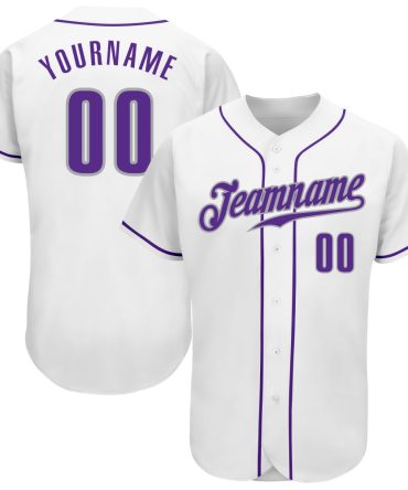 Custom White Purple-Gray Baseball Jersey, Gift For Baseball Fans