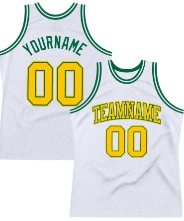 Custom White Gold-Kelly Green Throwback Basketball Jersey, Gift For Basketball Fans