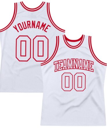 Custom White White-Red Throwback Basketball Jersey, Gift For Basketball Fans
