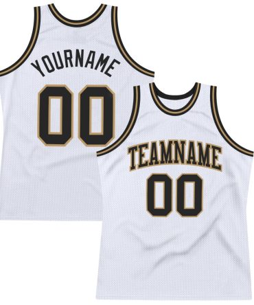 Custom White Black-Old Gold Throwback Basketball Jersey, Gift For Basketball Fans