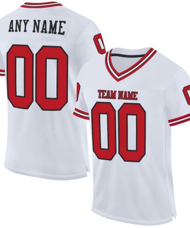 Custom White Red-Black Throwback Football Jersey, Gift For Football Fans