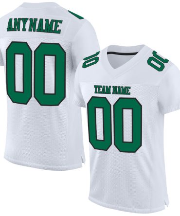 Custom White Kelly Green-Black Football Jersey, Gift For Football Fans