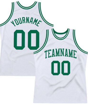 Custom White Kelly Green Throwback Basketball Jersey, Gift For Basketball Fans