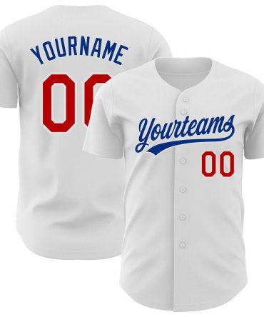 Custom White Red-Royal Baseball Jersey, Gift For Baseball Fans