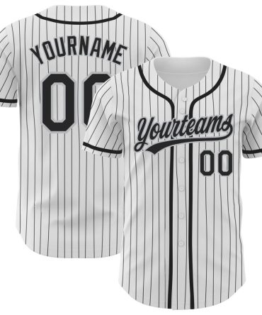 Custom White Black Pinstripe Black-Gray Baseball Jersey, Gift For Baseball Fans