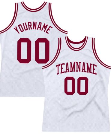 Custom White Maroon Throwback Basketball Jersey, Gift For Basketball Fans