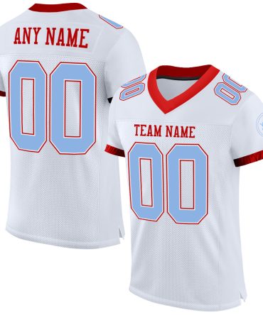 Custom White Light Blue-Red Football Jersey, Gift For Football Fans
