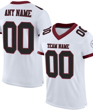 Custom White Black-Burgundy Football Jersey, Gift For Football Fans