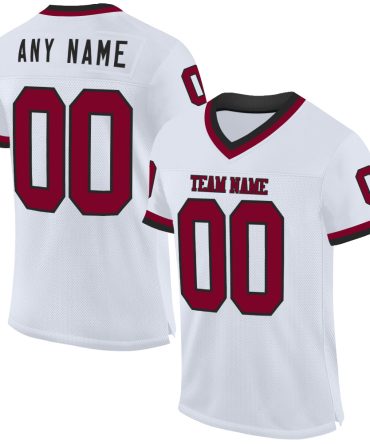Custom White Maroon-Black Throwback Football Jersey, Gift For Football Fans