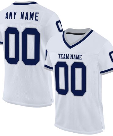 Custom White Navy-Gray Throwback Football Jersey, Gift For Football Fans