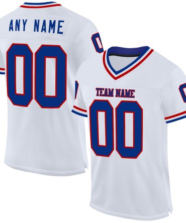 Custom White Royal-Red Throwback Football Jersey, Gift For Football Fans