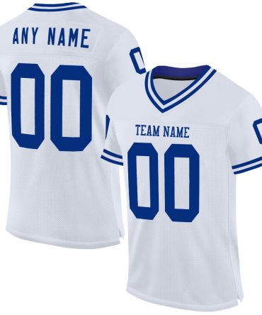 Custom White Royal Throwback Football Jersey, Gift For Football Fans