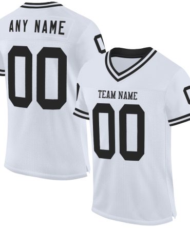 Custom White Black Throwback Football Jersey, Gift For Football Fans
