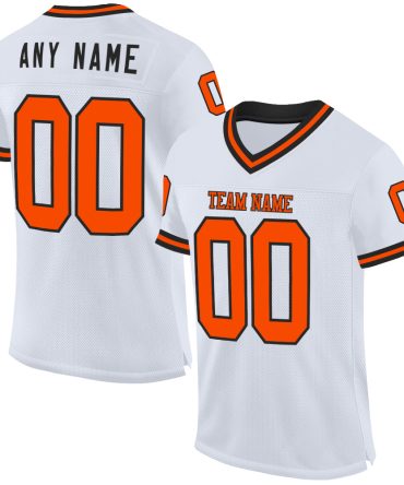 Custom White Orange-Black Throwback Football Jersey, Gift For Football Fans