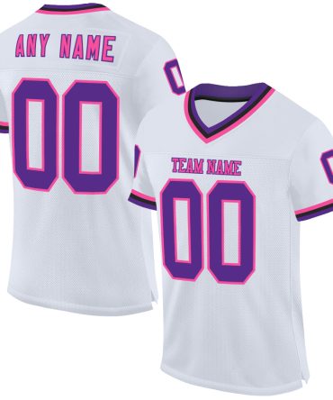 Custom White Purple Pink-Black Throwback Football Jersey, Gift For Football Fans