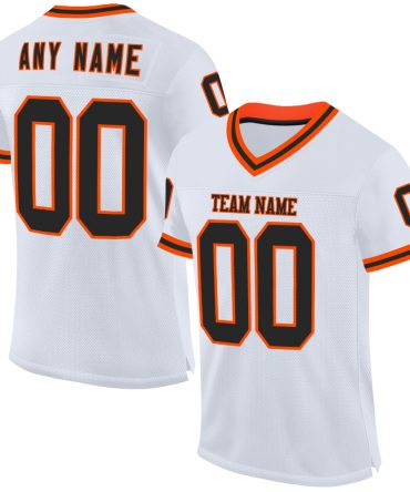 Custom White Black-Orange Throwback Football Jersey, Gift For Football Fans