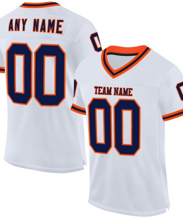 Custom White Navy-Orange Throwback Football Jersey, Gift For Football Fans