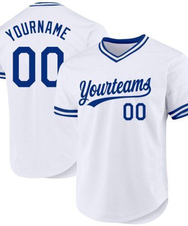 Custom White Royal Throwback Baseball Jersey, Gift For Baseball Fans