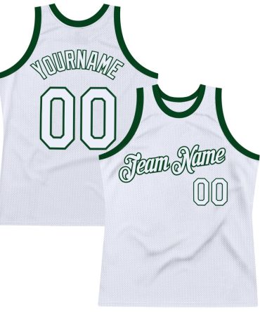 Custom White Green Throwback Basketball Jersey, Gift For Basketball Fans