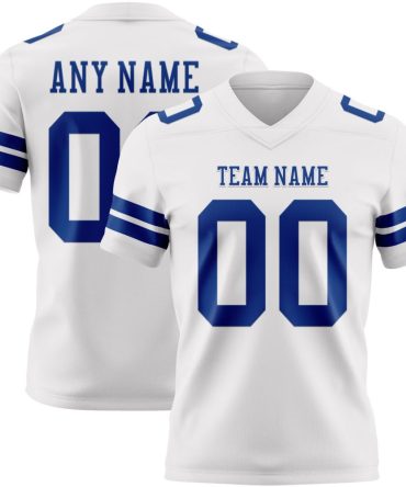 Custom White Royal Authentic Football Jersey, Gift For Football Fans