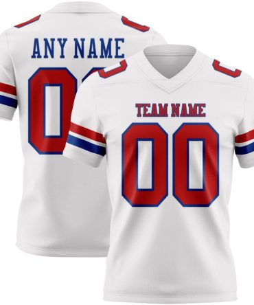 Custom White Red-Royal Authentic Football Jersey, Gift For Football Fans