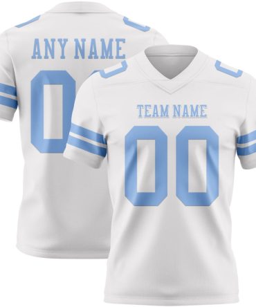 Custom White Light Blue Authentic Football Jersey, Gift For Football Fans