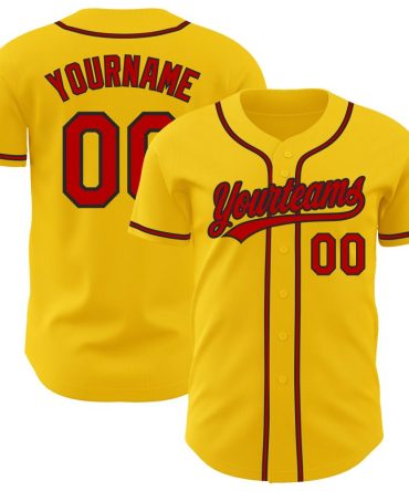 Custom Yellow Red-Black Baseball Jersey, Gift For Baseball Fans