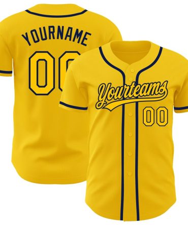 Custom Yellow Navy Baseball Jersey, Gift For Baseball Fans