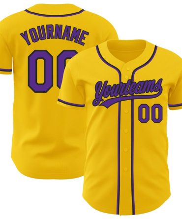 Custom Yellow Purple-Black Baseball Jersey, Gift For Baseball Fans