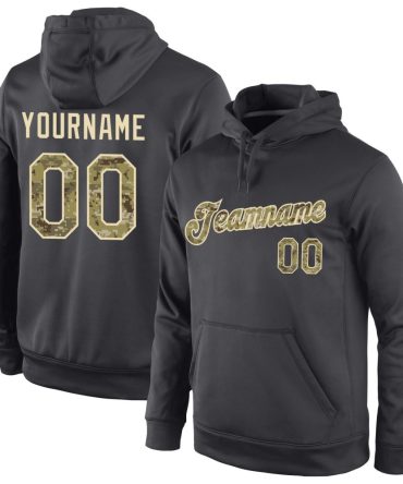 Custom Anthracite Camo-Cream Sports Pullover Sweatshirt Hoodie, Gift For Football, Baseball, Hockey, Basketball, Softball & Rugby Fans