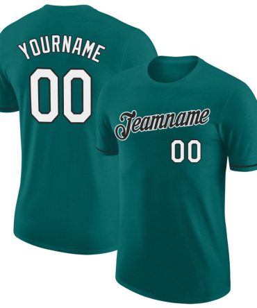 Custom Aqua White-Black Performance T-Shirt, For Football, Baseball, Hockey, Basketball, Softball & Rugby Fans