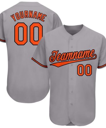 Custom Gray Orange-Black Baseball Jersey, Gift For Baseball Fans
