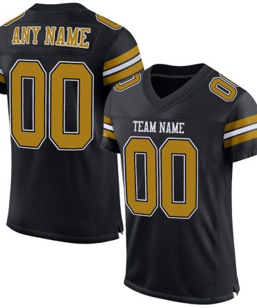 Custom Black Old Gold-White Football Jersey, Gift For Football Fans